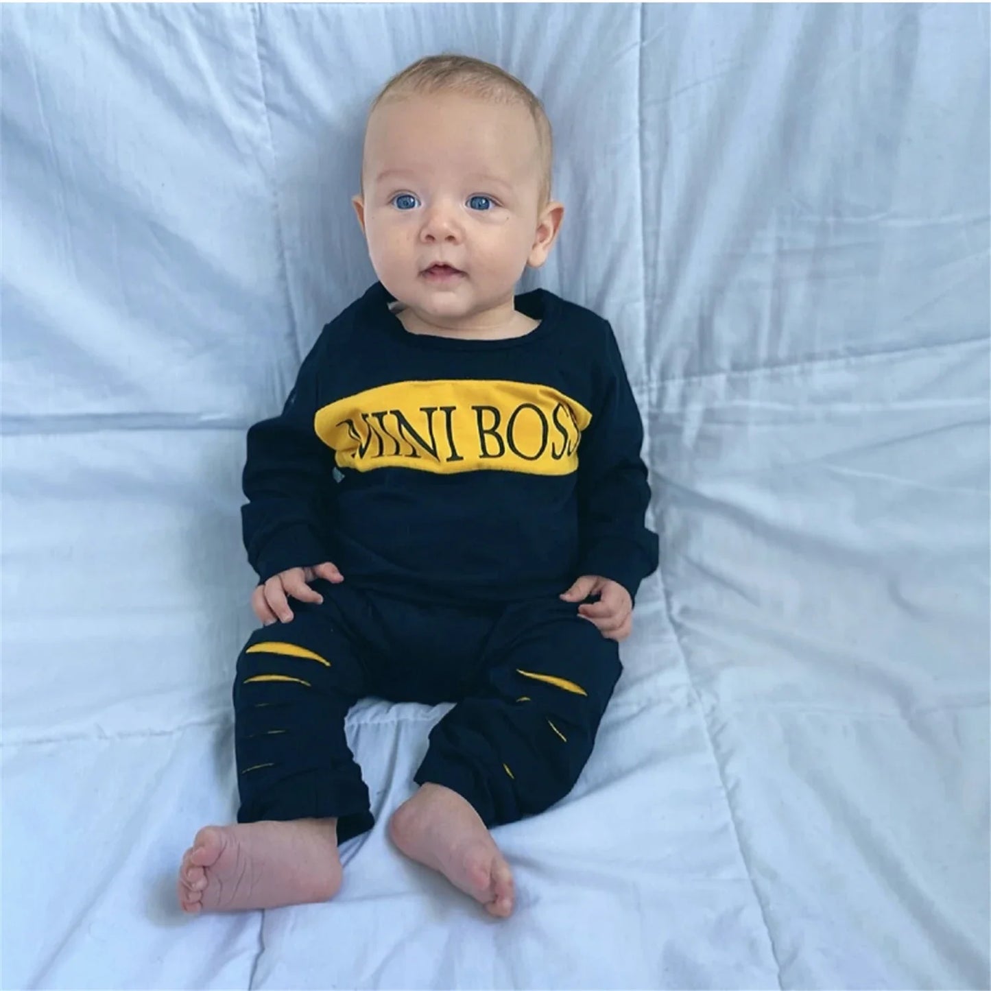 Infant Baby Boys Girls Clothes Newborn Autumn Long Sleeve Letter Cotton Tops Casual Pants Toddler Clothing Outfit Set Fall 0-24M