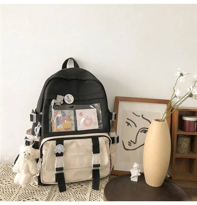 Kawaii Women Backpack Waterproof School Bag For Teenager Girl Student Bookbag Laptop Rucksack Cute Female Travel Bagpack Mochila