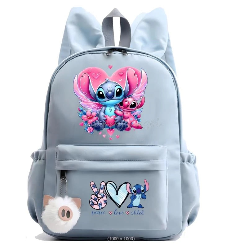 Hot Disney Lilo Stitch Backpack for Girls Boys Student Teenager Rucksack Women Casual School Bags Travel Rabbit Ears Mochila