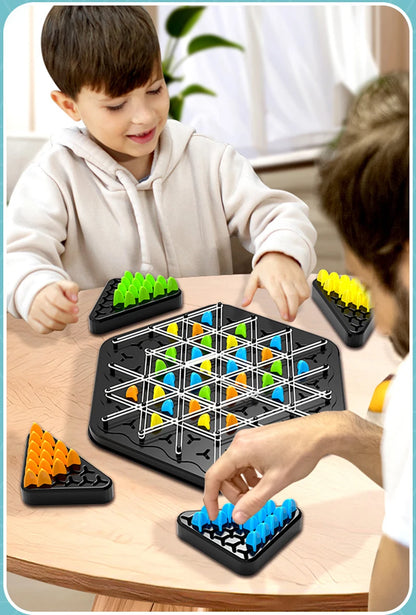 Chain Triangle Chess Game Triggle Rubber Band Game Educational Interactive Game Battle Set For Family Party Gift Box 30*27CM