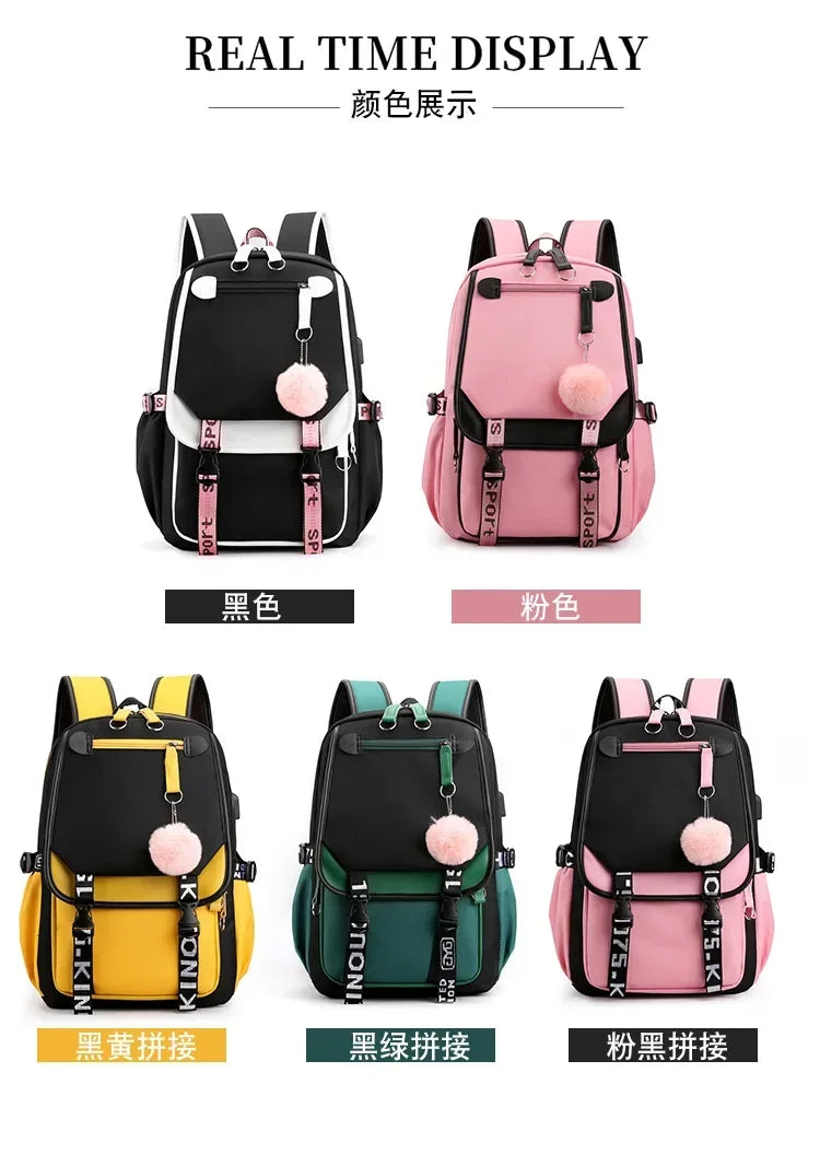 Kamado Nezuko Demon Slayer Anime Cosplay Unisex Students School Bag Backpack Cartoon Bookbag Laptop Travel Rucksack Outdoor Bag