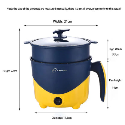 Household Electric Cooking Machine 1-2 People Hot Pot Single/Double Layer Non-stick Pan Multifunction Electric Rice Cooker