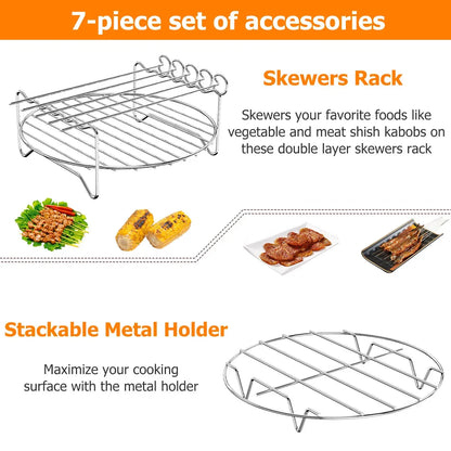 Air Fryer Stainless Steel Rack Tray&Steaming Racks Air Fryer Tools Baking Pan BBQ Gril Baking Cooker Accessories Cooking Tools