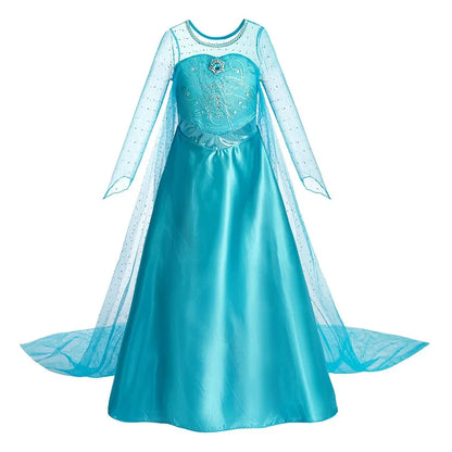 Baby Princess Dress Girls Elsa Anna Birthday Floral Costume Kids Cosplay Evening Long Sleeve Clothes Snow Queen Wedding Fantasy