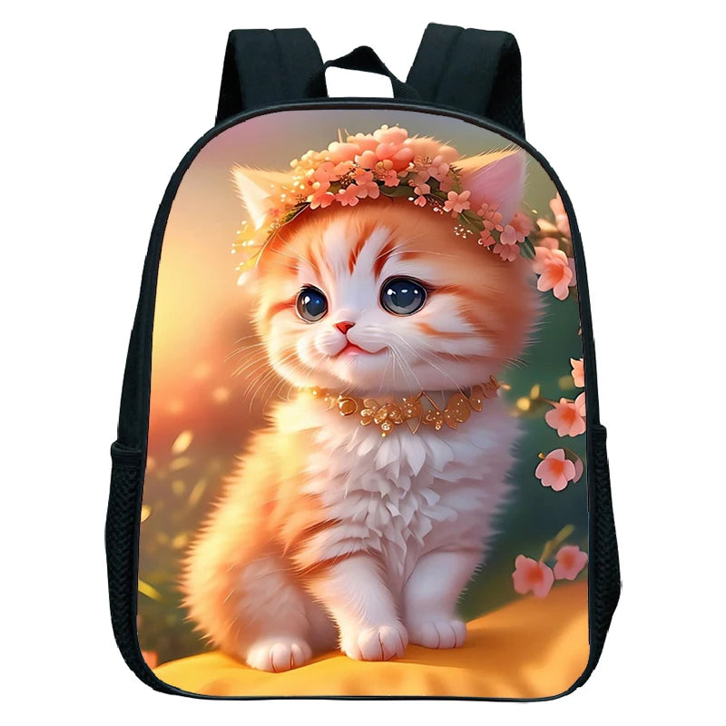 Cute Cat Print Backpack For Preschool Children Kitten Pattern School Bags Lightweight Boys Girls Kindergarten Backpack Kids Gifs