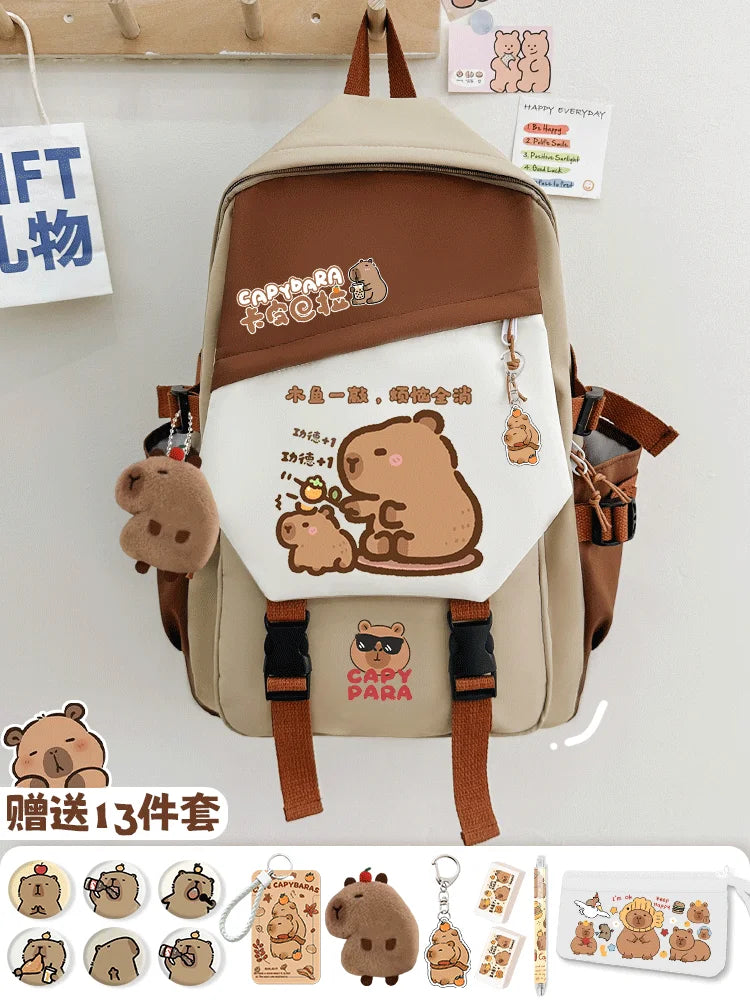 Kapibara school bag high-capacity primary school students junior high school girls good-looking teenagers backpack