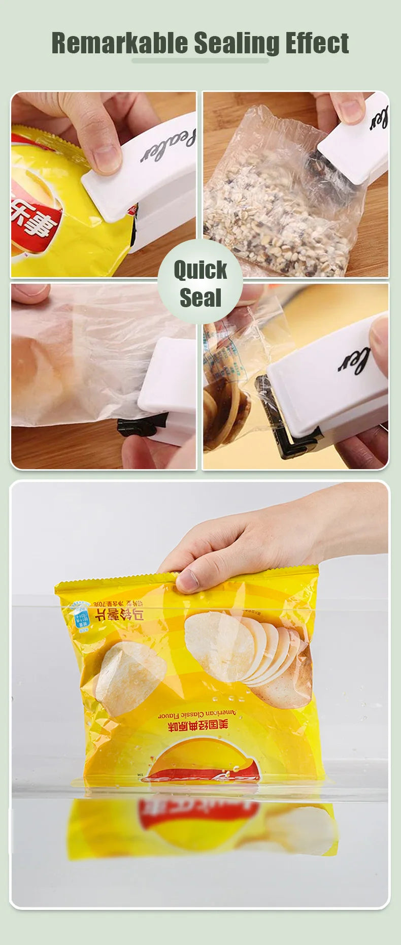 Plastic Heat Bag Sealer Food Packaging Sealing Machine Portable Snack Bag Sealing Clip Kitchen Storage Accessories Home Gadgets