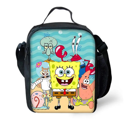 Cartoon Cute Child School Backpack with Lunch Bags ,Pencil Bags ,School Bags for S-spongebobS Boys Girls Best Gift