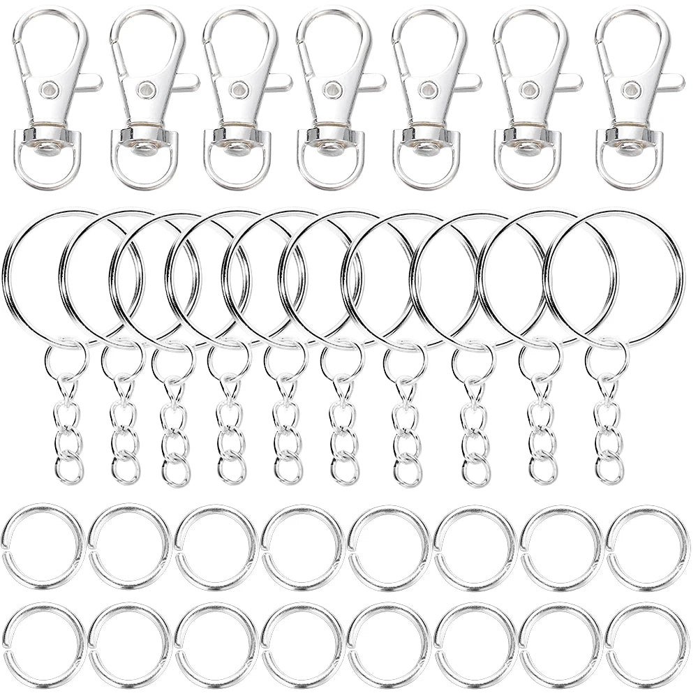 70Pcs/Set Swivel Snap Hook and Key Rings with Chain Jump Rings Connectors for DIY Keychain Lanyard Jewelry Making Supplies