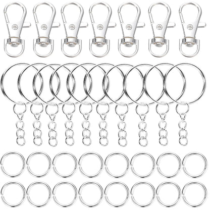 70Pcs/Set Swivel Snap Hook and Key Rings with Chain Jump Rings Connectors for DIY Keychain Lanyard Jewelry Making Supplies