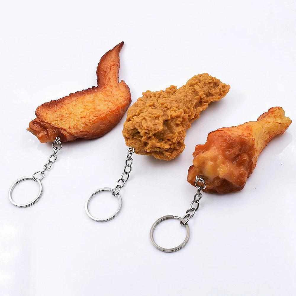 Funny Fried Chicken Leg Chicken Wing Keychain Creative Mini Simulation Food Pendant With Key Ring For Handbag Purse Accessories