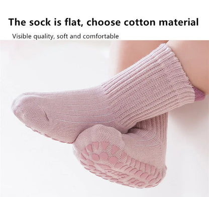 3Pairs/Lot Cotton Baby Anti-slip Socks For Boys Girls Low Cut Floor Kids Toddler Sock With Rubber Grips Socken For 0-6Years