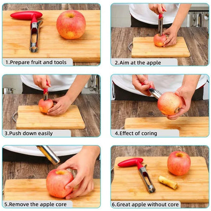 Stainless Steel Apple Corer Fruit Seed Core Remover Pear Apple Corer Seeder Slicer Knife Durable Kitchen Gadgets Vegetable Tools