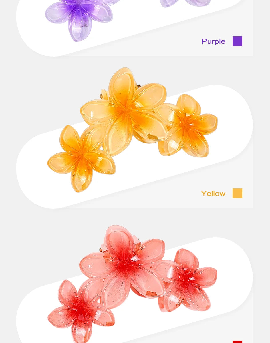 New Versatile Bright Oil French Retro Frangipani Hairpin Simple Fashionable Shark Clip Hair Accessories