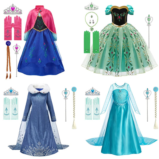 Baby Princess Dress Girls Elsa Anna Birthday Floral Costume Kids Cosplay Evening Long Sleeve Clothes Snow Queen Wedding Fantasy