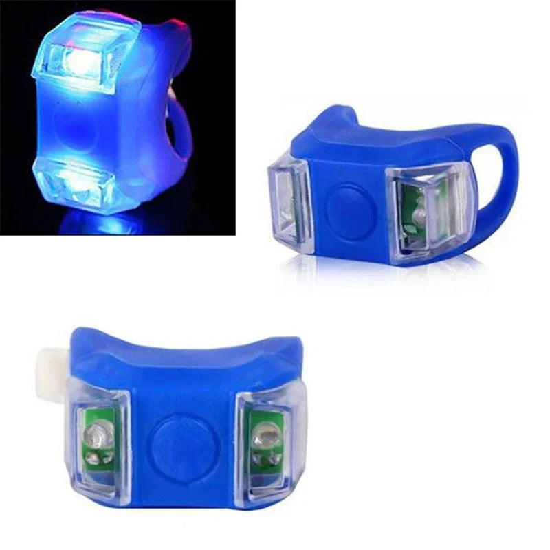 Bike Led Flash Lights Silicone Head Front Rear Wheel Waterproof Safety Lamp Green Taillights Ride on Toys Cycling Accessories