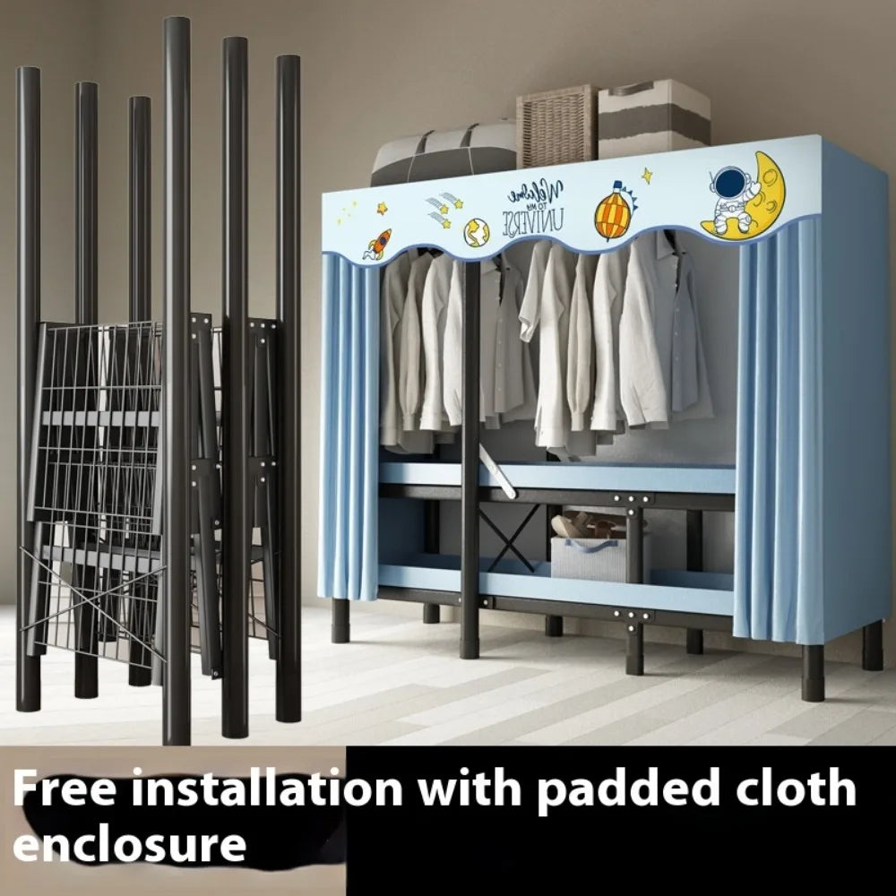 Simple Durable Steel Frame Cloth Wardrobe Simple Open Closets With No Need To Install Folding Wardrobe Home Furniture Armoire