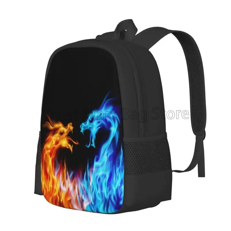 Red Blue Fire Dragon Travel Backpack for Boys and Girls School Book Bag Lightweight Water Resistant Daypack for Travel Picnic