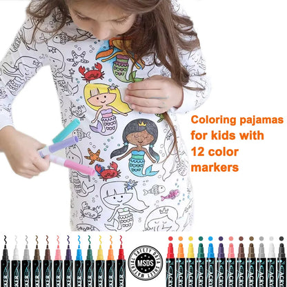 DIY Pajamas Kids Sketch Colorful Pajama Set Kids Art Color Your Own Pajama Handicraft Toys DIY Kid Crafts For Kids Boys Girls