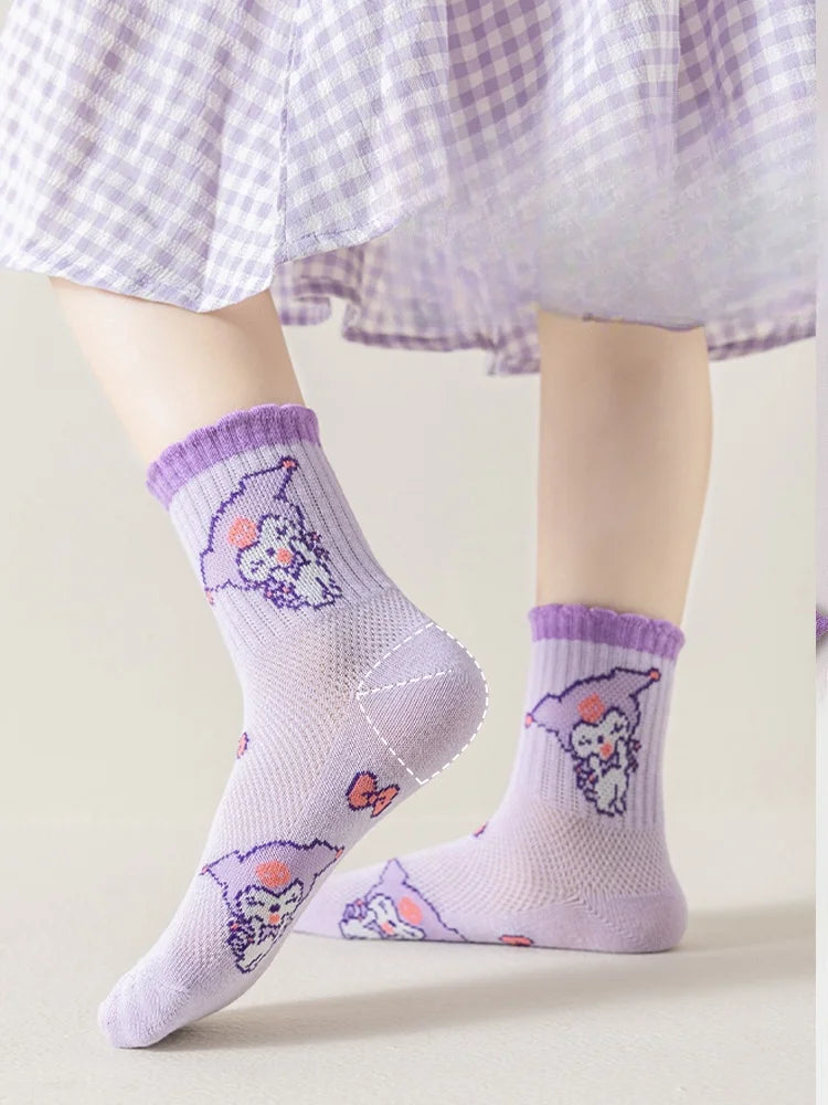 5 pairs of children's socks Girls' socks Cute all-match style CuHK children's mid-tube socks Student sports socks Breathable and