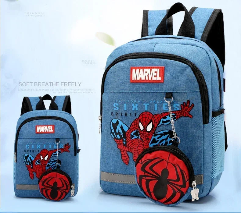 Disney Backpacks for Kids Preschool Child Captain America Spider Men Pattern School Bags Teenager Lightweight Cute Knapsack