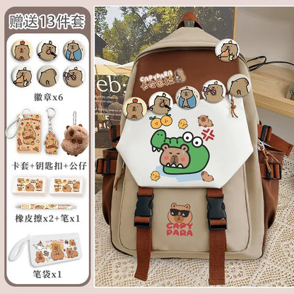 Kapibara school bag high-capacity primary school students junior high school girls good-looking teenagers backpack