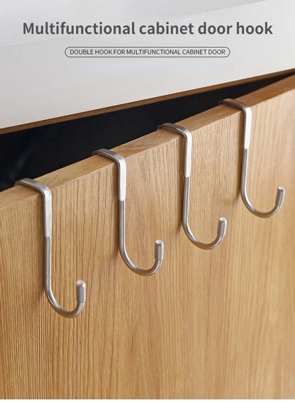 304 Stainless Steel Hook Free Punching Double  S-Shape Hook Kitchen Bathroom Cabinet Door Back Type Coat Towel Storage Hanger