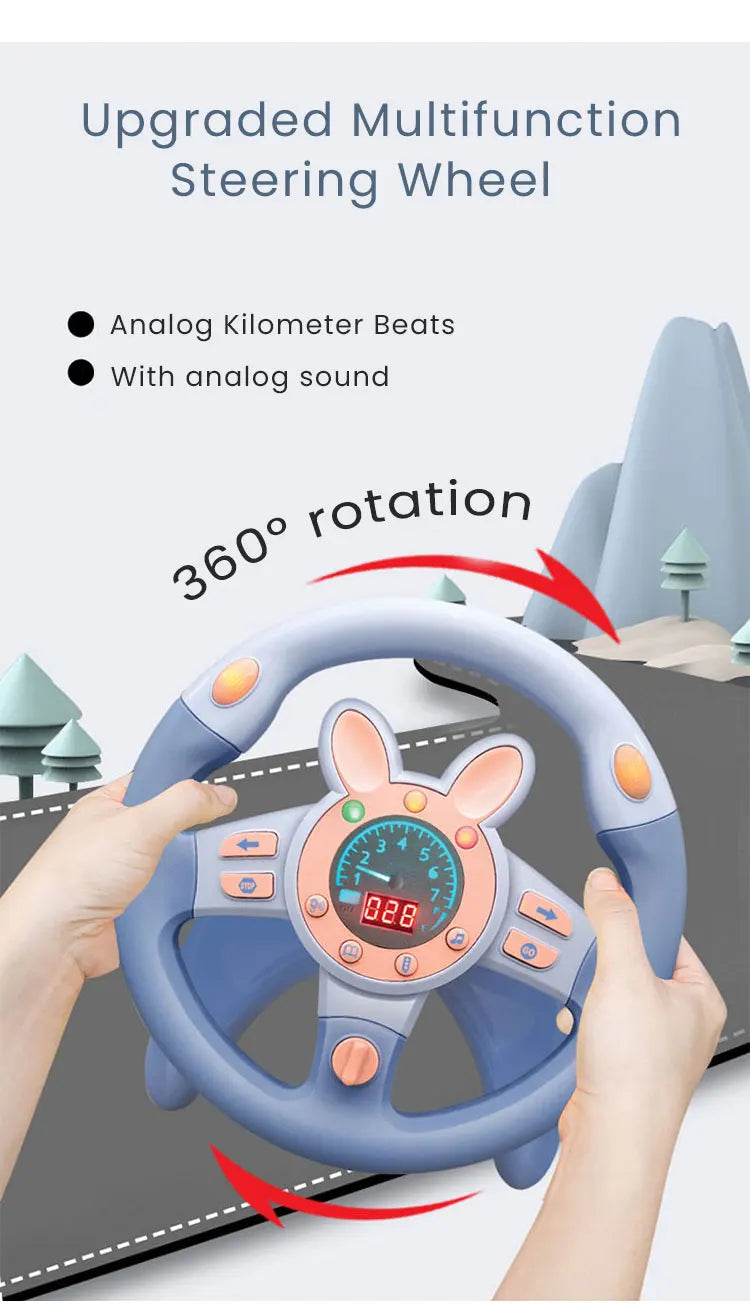 Kids Electric Simulation Steering Wheel Toy With Light And Sound Educational Children Co-Pilot Children'S Car Toy Vocal Toy Gift