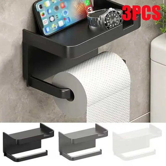 1/3pc Tissue Hanger Toilet Paper Roll Holder Bathroom Accessories Storage Rack No Punching Paper Towel Storage Rack Wall Mounted