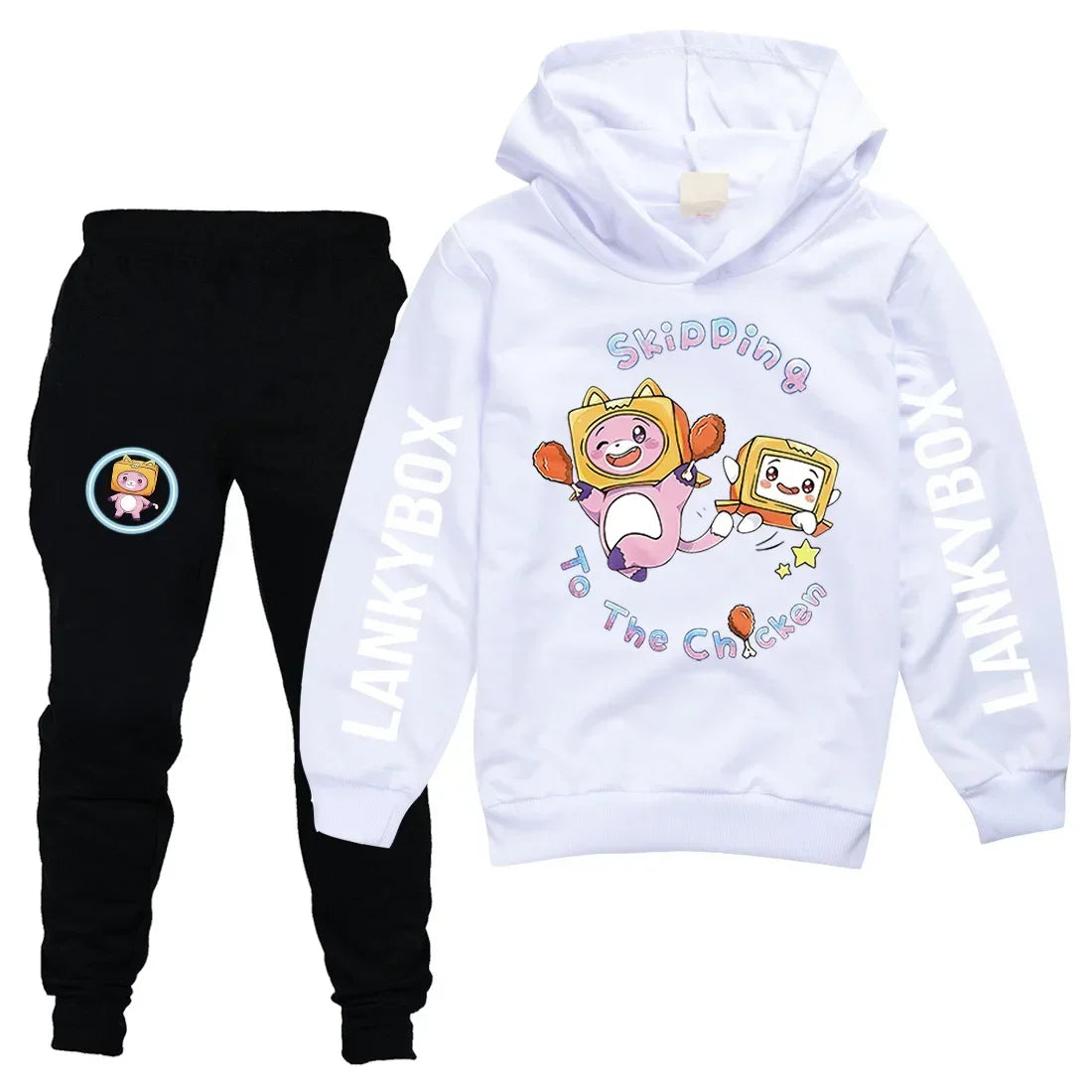 Children 2 Piece Set New Lanky Box Hoodie+Pant Suit 4-13Y Boys Girls Autumn Spring Fashion Anime Cartoon Tracksuit Kids Clothes