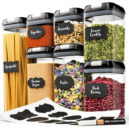 Airtight Food Storage Containers Set for Home Organization - 7 Piece Largest Flip Lock Set w/more Capacity - BPA Free Plastic