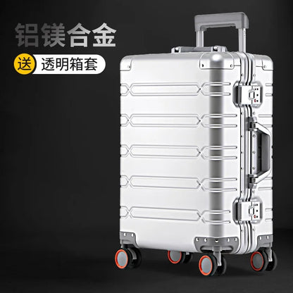 KLQDZMS High Quality 100% Aluminium Suitcases With Wheeled Trolleys Business Trip Large Capacity Rolling Luggage Travel Bag