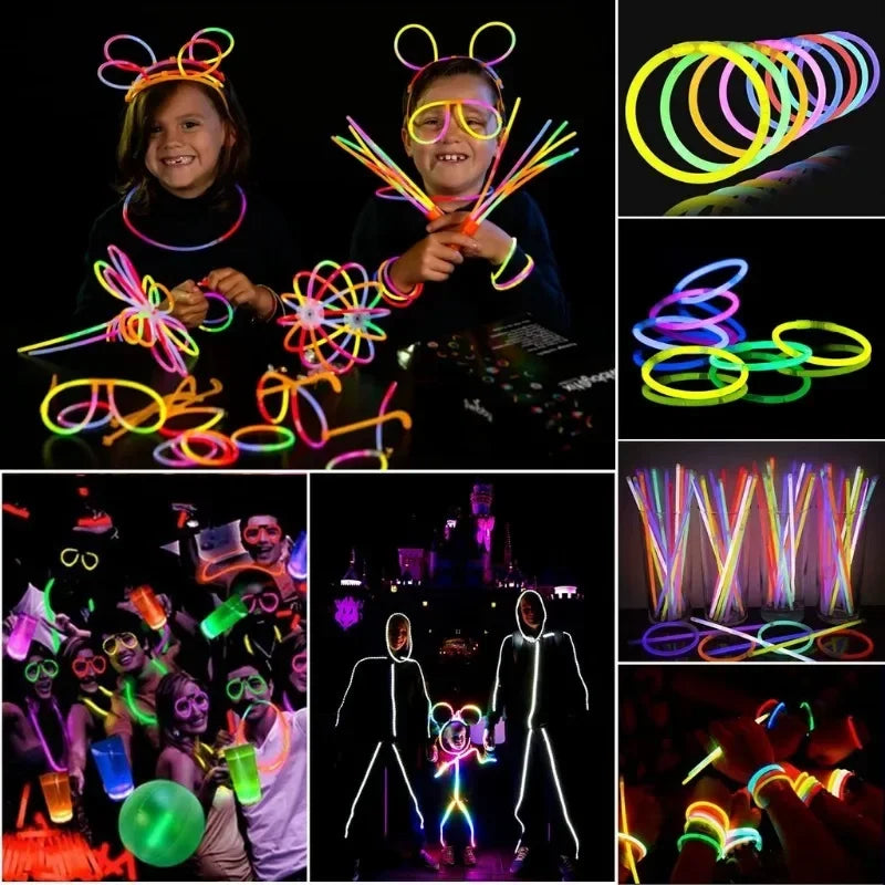 10/100Pcs Fluorescence Sticks Party Multicolor Glowing Stick Bright Colorful Light Bright Bendable Glow Bracelet Party Supplies