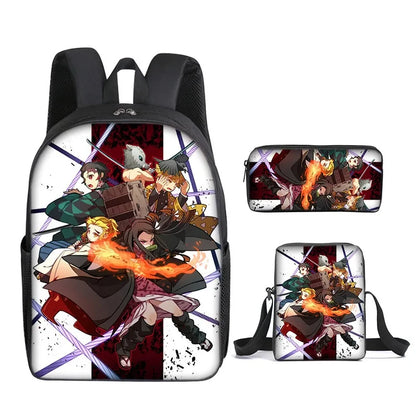 Nezuko Demon Slayer Anime 3Pcs/Set Backpack Student School Shoulder Bag Kids Cute Travel Backpack for Children Birthday Gifts