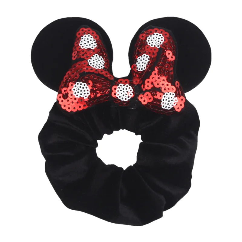 Disney Mickey Christmas Hair Loop Thickened Velvet Pig Intestine Hair Loop Elastic Gold Velvet Headband