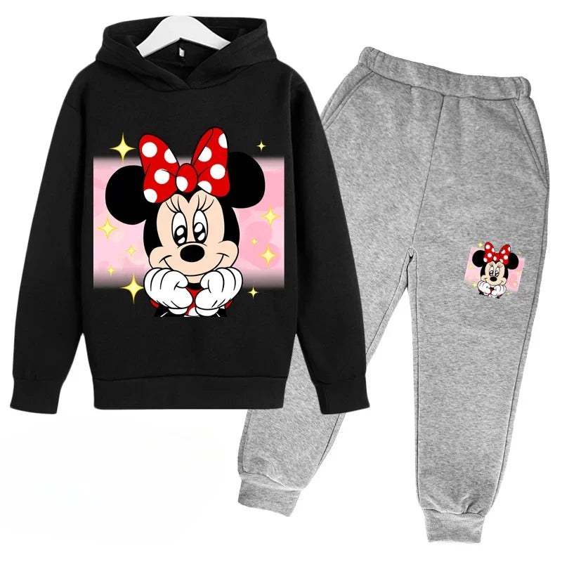 New Mickey and Minnie Cartoon Hoodie and Pants for Kids Long Sleeve Boys and Girls Spring and Autumn 2 Sets Kids Clothes Girls