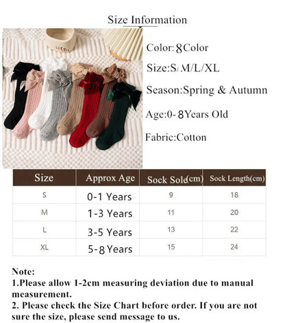 Baby Girls Knee High Socks Autumn Winter Kids Big Bow Long Soft Cute Christmas Sock Cotton Red Children Socken For 0-8 Years