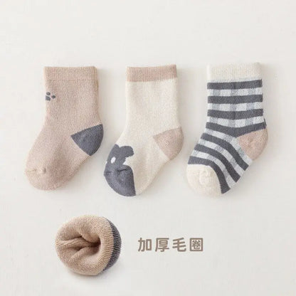 3Pairs/set Autumn New Style Thick Warm Baby Socks Newborn Baby Girl Boy Socks Children's Socks Infants for Winter