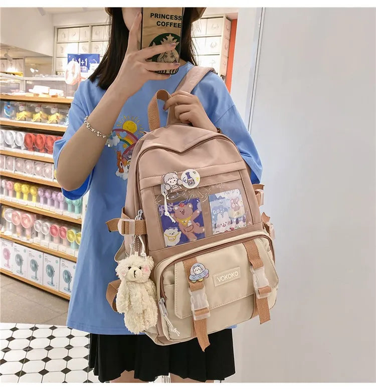 Kawaii Women Backpack Waterproof School Bag For Teenager Girl Student Bookbag Laptop Rucksack Cute Female Travel Bagpack Mochila