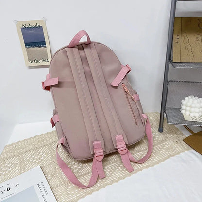 High School Backpack Children Backpacks For Students Kawaii Patchwork Large Capacity School Bags For Girls Handbag Pencil Bag