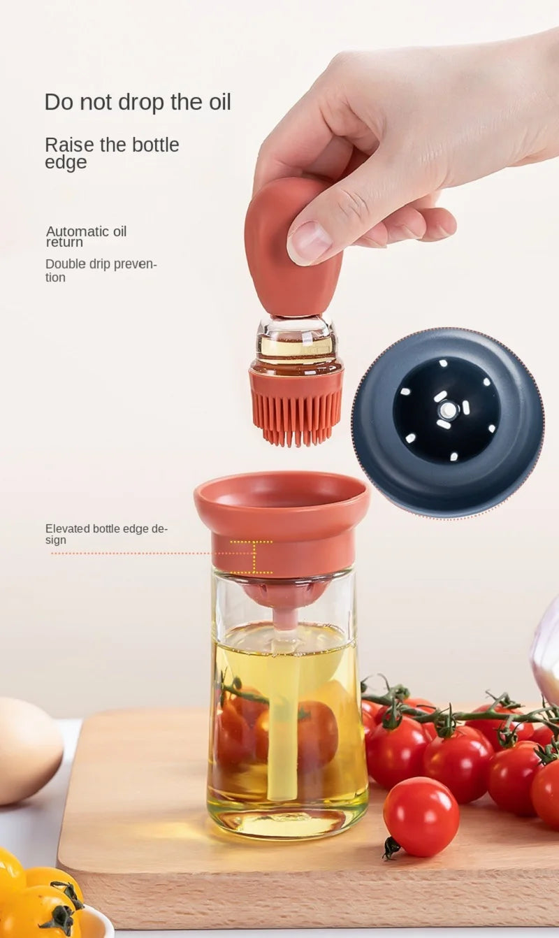 Portable Kitchen Oil Bottle Silicone Brush Control Quantitative With Barbecue Spray Bottle For BBQ Cooking Baking Oil Dispenser