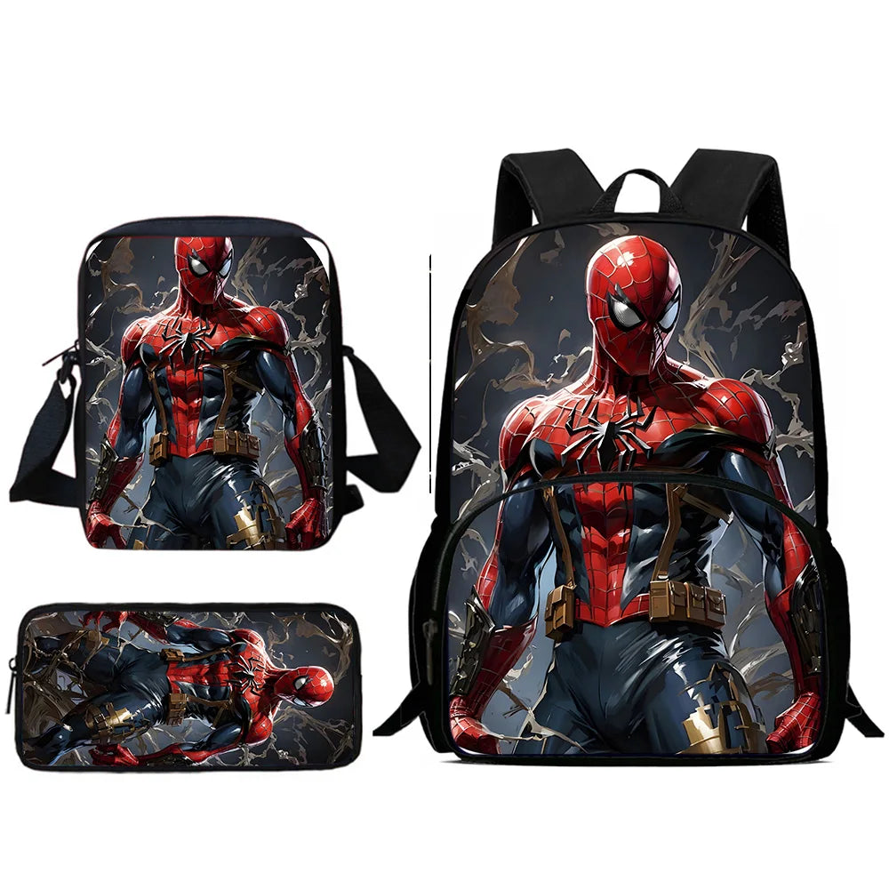 3Pcs Set anime Spiders-man Child Backpacks Shoulder Bag Pencil Case Pupil Large Capacity School Bags for Boys Girls Best Gift