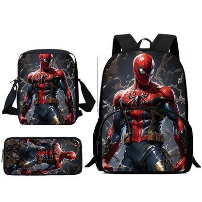 3Pcs Set anime Spiders-man Child Backpacks Shoulder Bag Pencil Case Pupil Large Capacity School Bags for Boys Girls Best Gift