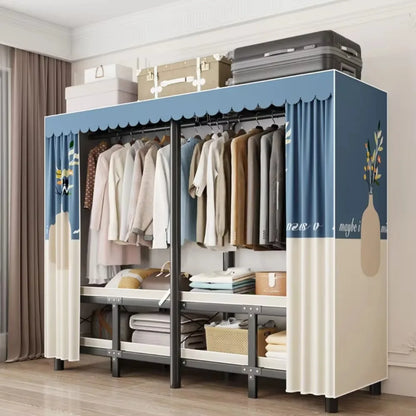 Simple Durable Steel Frame Cloth Wardrobe Simple Open Closets With No Need To Install Folding Wardrobe Home Furniture Armoire