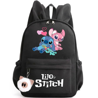 Disney Lilo Stitch Cute Backpack for Girl Boy Student Teenager Rucksack Women Casual School Bags Travel Rabbit Ears Mochila