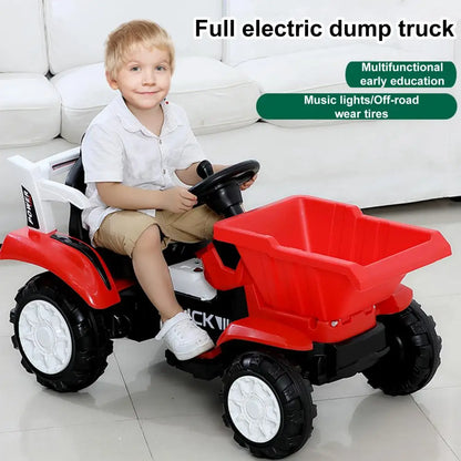 Kid Electric Vehicle Early Education Music Sounds Children Ride On Bulldozer Toy Foot Pedal Kids Electric Engineering Car Gifts