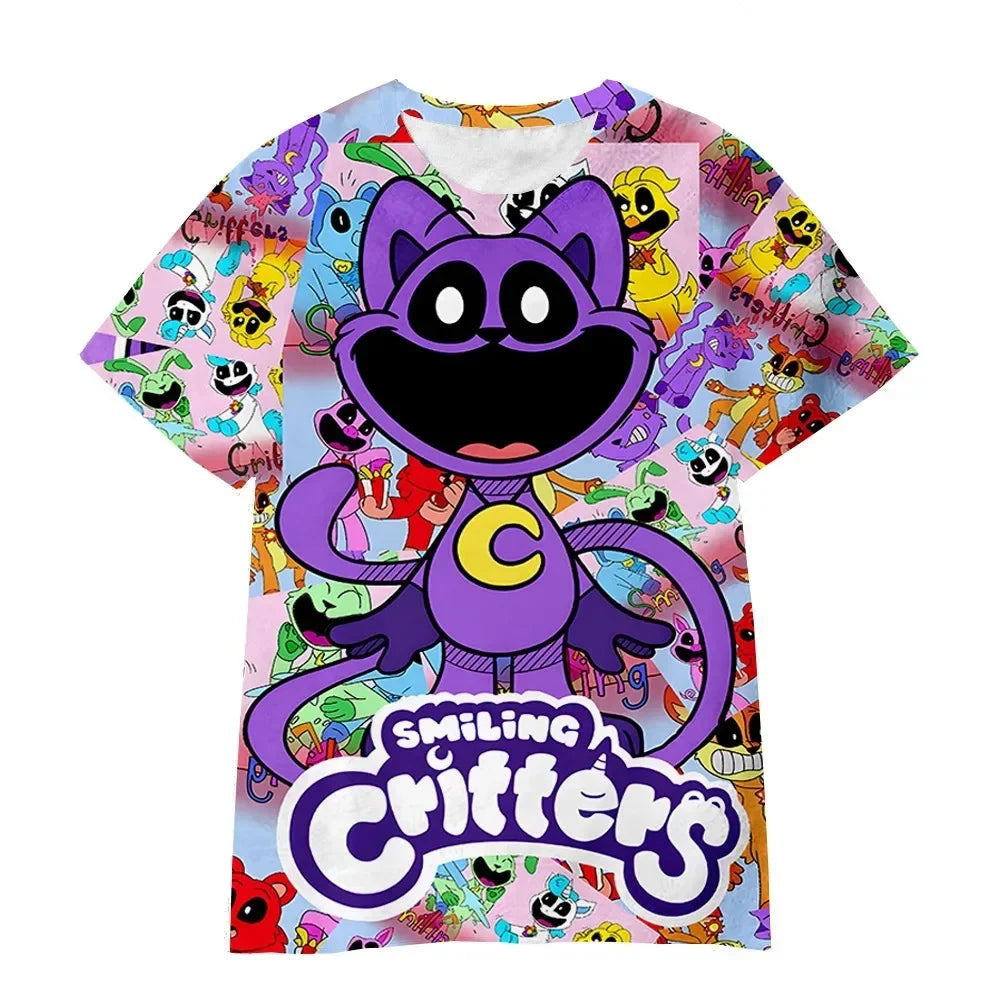 Smiling Critters T Shirt Kids Fashion Cartoon 3D Printed Casual Children Birthday Gift Baby Clothes Kids Short Sleeve T-shirts