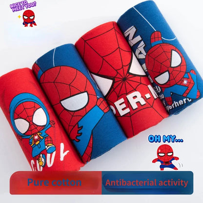 4pcs Marvel Children Underwear Spiderman Figures Briefs Kids Cotton Underwear Avengers Cartoon Print Soft Baby Boy Underpants