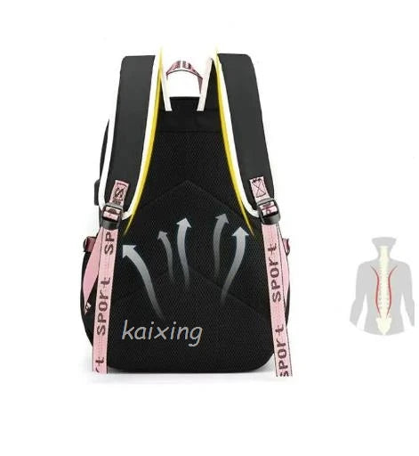 Lovely Kuromi Melody Backpacks USB Cartoon Purple Printed Boy Girls School Bag Students Bookbag Teens Women Mochila Escolar Niña