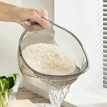 Kitchen washing gadget rice washing filter rice rinsing basin drain basket household dish washing fruit Bason sink with handle